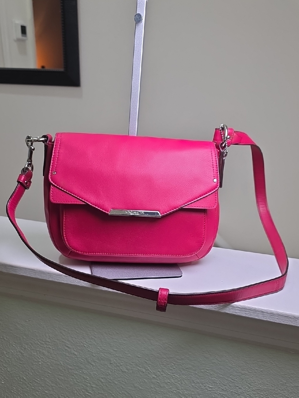 Coach F31844 Taylor Smooth Leather Flap Crossbody in Berry/Silvertone HDWR EUC